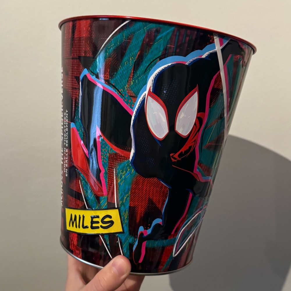 Across the Spider-Verse Cineplex popcorn bucket with red interior